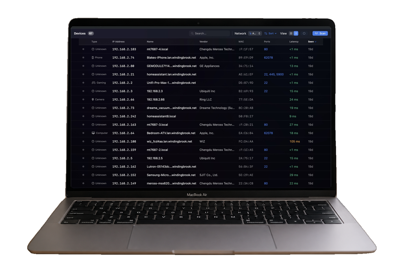 NetMonitor on Mac — Devices