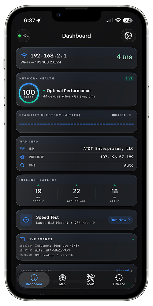 iOS dashboard