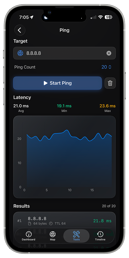 iOS ping